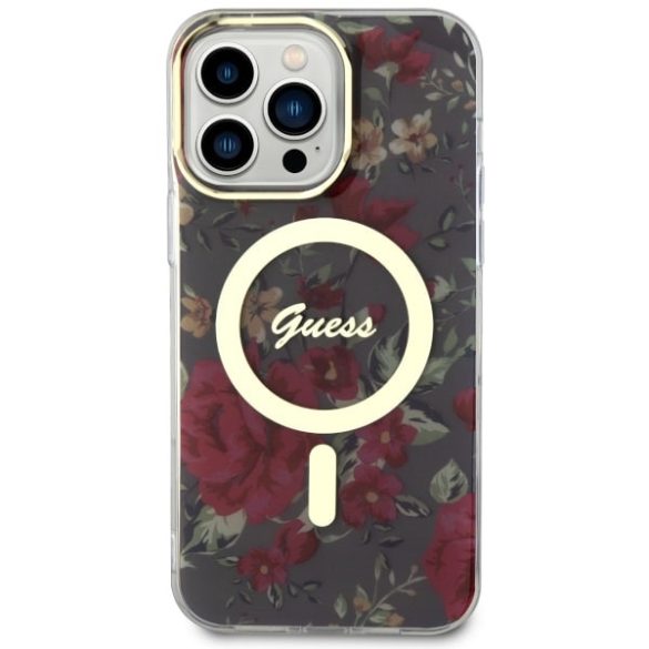 Guess GUHMP14XHCFWWSA iPhone 14 Pro Max 6.7" zöld/khaki keménytok Flower MagSafe