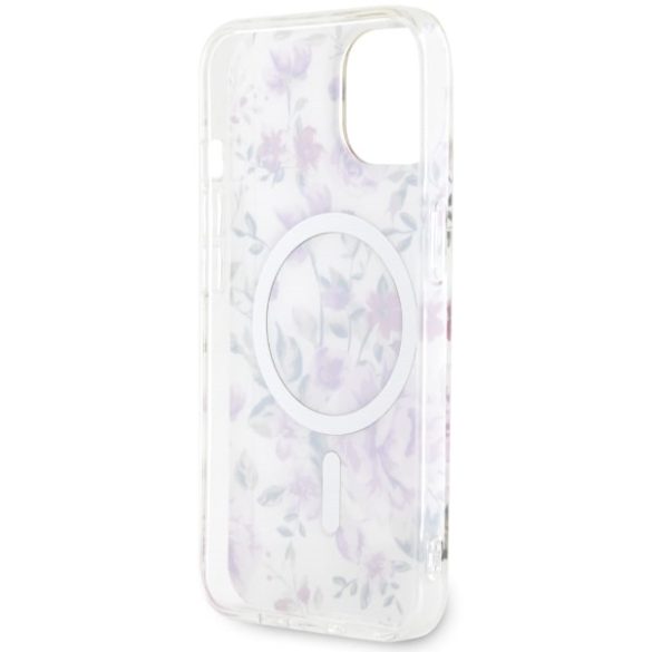 Guess GUHMP14MHCFWST iPhone 14 Plus / 15 Plus 6.7" átlátszó keménytok Flower MagSafe