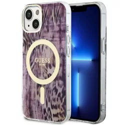   Guess GUHMP14SHLEOPWWP iPhone 14 6.1" rózsaszín keménytok Leopard MagSafe