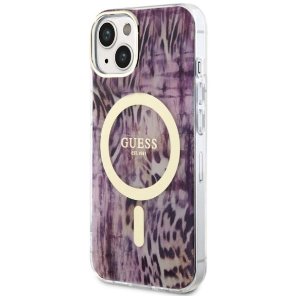 Guess GUHMP14SHLEOPWWP iPhone 14 / 15 / 13 6.1" rózsaszín keménytok Leopard MagSafe