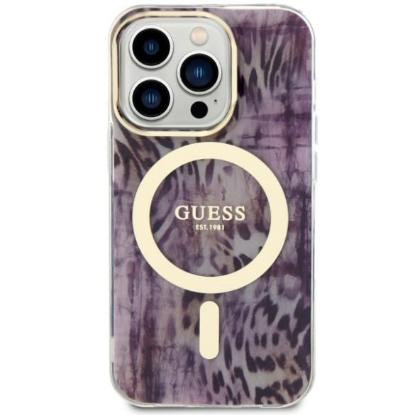 Guess GUHMP14LHLEOPWWP iPhone 14 Pro 6.1" rózsaszín keménytok Leopard MagSafe