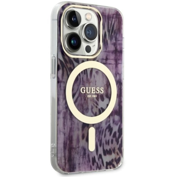 Guess GUHMP14LHLEOPWWP iPhone 14 Pro 6.1" rózsaszín keménytok Leopard MagSafe