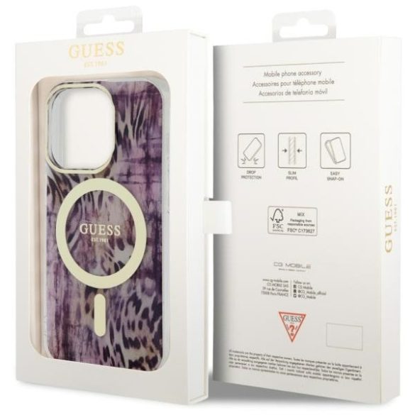 Guess GUHMP14LHLEOPWWP iPhone 14 Pro 6.1" rózsaszín keménytok Leopard MagSafe