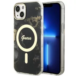   Guess GUHMP14MHTMRSK iPhone 14 Plus 6,7" fekete keménytok Golden Marble MagSafe