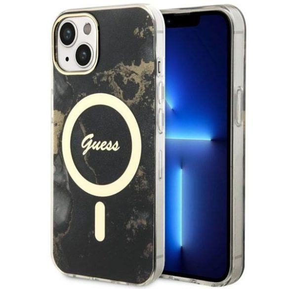 Guess GUHMP14MHTMRSK iPhone 14 Plus / 15 Plus 6,7" fekete keménytok Golden Marble MagSafe