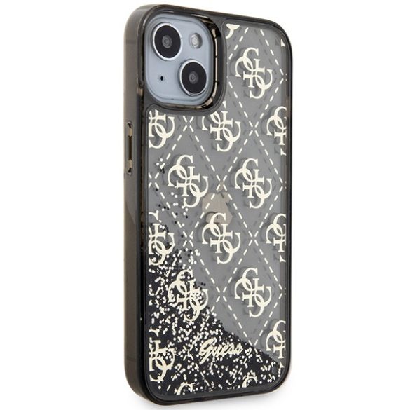 Guess GUHCP14SLC4PSGK iPhone 14 / 15 / 13 6.1" fekete keménytok Liquid Glitter Transculent