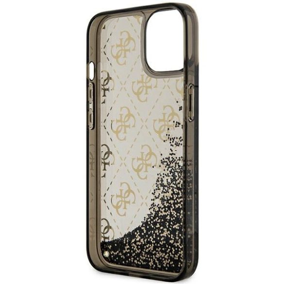 Guess GUHCP14SLC4PSGK iPhone 14 / 15 / 13 6.1" fekete keménytok Liquid Glitter Transculent