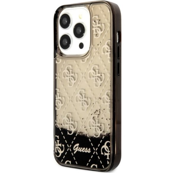 Guess GUHCP14LLC4PSGK iPhone 14 Pro 6.1" fekete/barna keménytok folyékony Glitter 4G Transculent