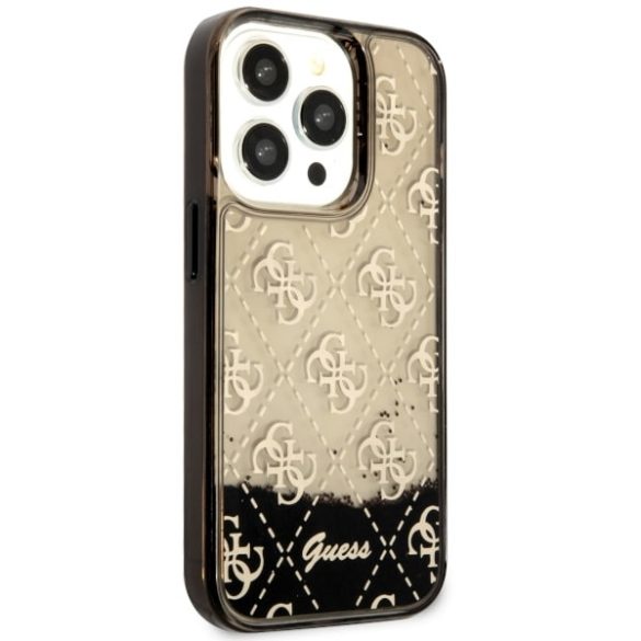 Guess GUHCP14LLC4PSGK iPhone 14 Pro 6.1" fekete/barna keménytok folyékony Glitter 4G Transculent