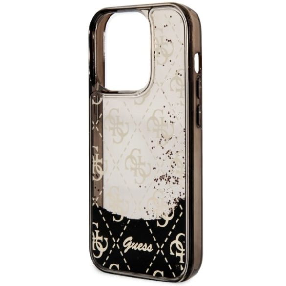 Guess GUHCP14LLC4PSGK iPhone 14 Pro 6.1" fekete/barna keménytok folyékony Glitter 4G Transculent