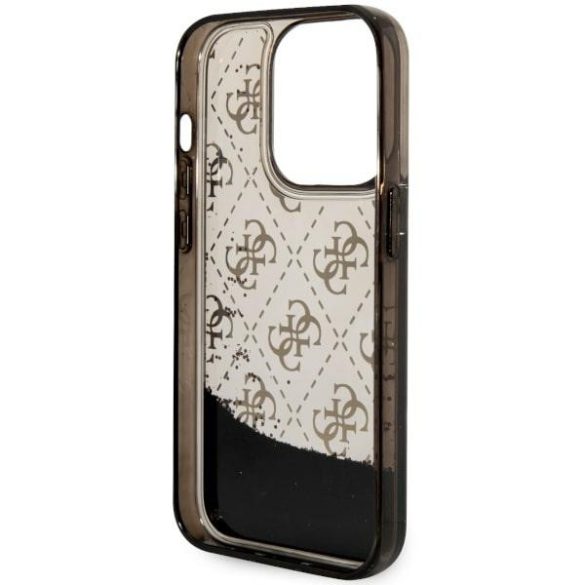 Guess GUHCP14LLC4PSGK iPhone 14 Pro 6.1" fekete/barna keménytok folyékony Glitter 4G Transculent