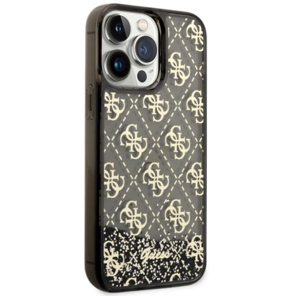 Guess GUHCP14XLC4PSGK iPhone 14 Pro Max 6.7" fekete/arany keménytok folyékony Glitter 4G Transculent