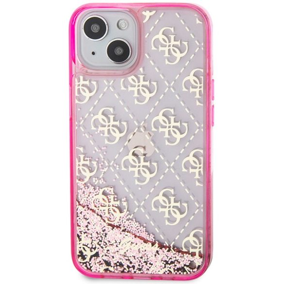 Guess GUHCP14SLC4PSGP iPhone 14 / 15 / 13 6.1" rózsaszín keménytok Liquid Glitter Transculent