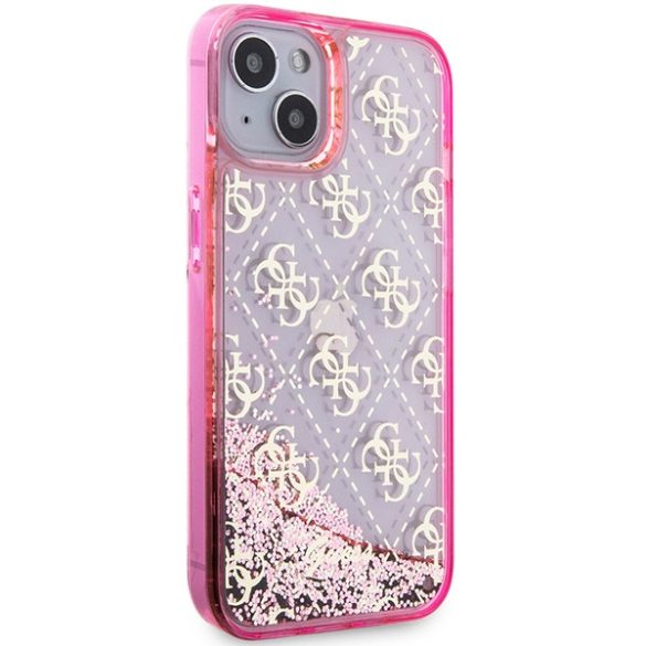 Guess GUHCP14SLC4PSGP iPhone 14 / 15 / 13 6.1" rózsaszín keménytok Liquid Glitter Transculent