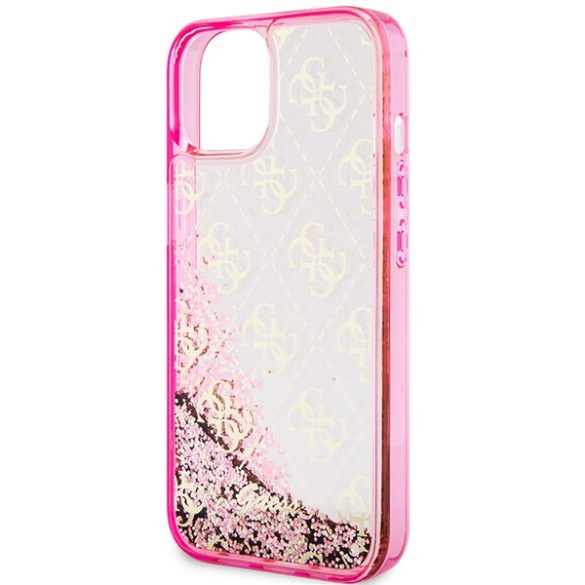 Guess GUHCP14SLC4PSGP iPhone 14 / 15 / 13 6.1" rózsaszín keménytok Liquid Glitter Transculent
