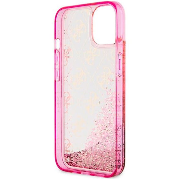 Guess GUHCP14SLC4PSGP iPhone 14 / 15 / 13 6.1" rózsaszín keménytok Liquid Glitter Transculent