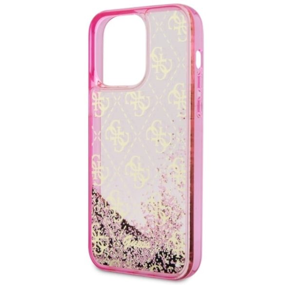 Guess GUHCP14LLC4PSGP iPhone 14 Pro 6.1" rózsaszín keménytok folyékony Glitter 4G Transculent