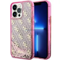   Guess GUHCP14XLC4PSGP iPhone 14 Pro Max 6.7" rózsaszín keménytok folyékony Glitter 4G Transculent