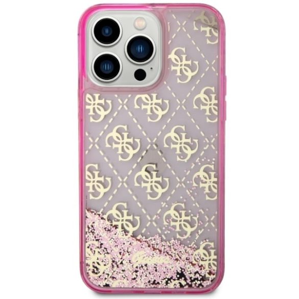 Guess GUHCP14XLC4PSGP iPhone 14 Pro Max 6.7" rózsaszín keménytok folyékony Glitter 4G Transculent