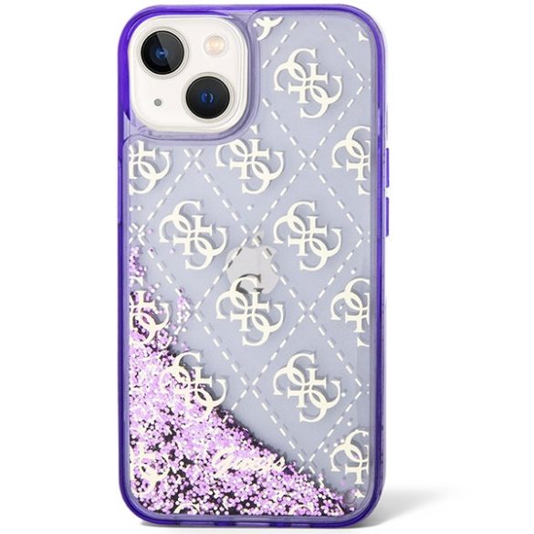 Guess GUHCP14SLC4PSGU iPhone 14 / 15 / 13 6.1" lila keménytok Liquid Glitter Transculent