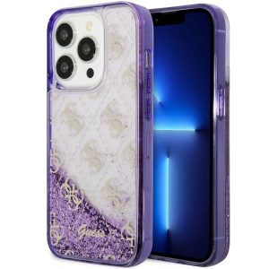 Guess GUHCP14LLC4PSGU iPhone 14 Pro 6.1" lila keménytok folyékony Glitter