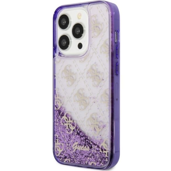 Guess GUHCP14LLC4PSGU iPhone 14 Pro 6.1" lila keménytok folyékony Glitter