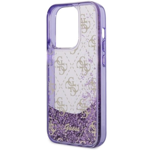 Guess GUHCP14LLC4PSGU iPhone 14 Pro 6.1" lila keménytok folyékony Glitter