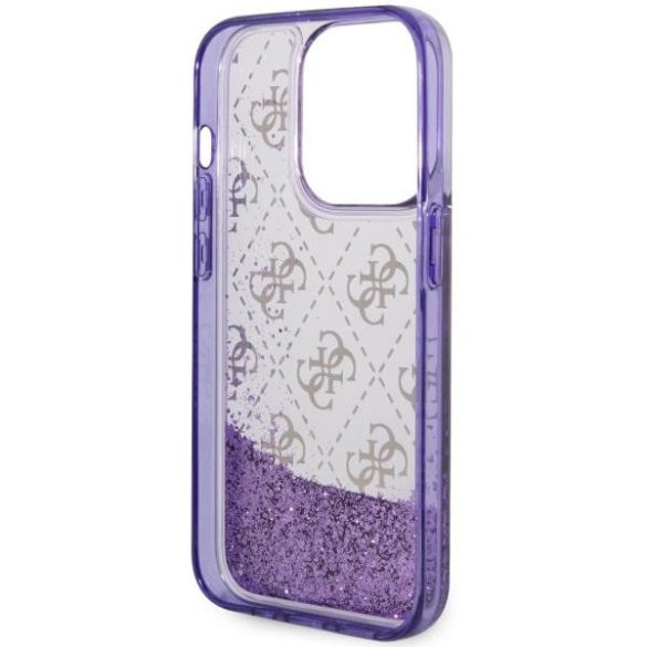 Guess GUHCP14LLC4PSGU iPhone 14 Pro 6.1" lila keménytok folyékony Glitter