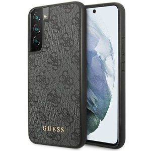 Guess GUHCS23SG4GFGR S23 S911 szürke 4G fém arany logós keménytok