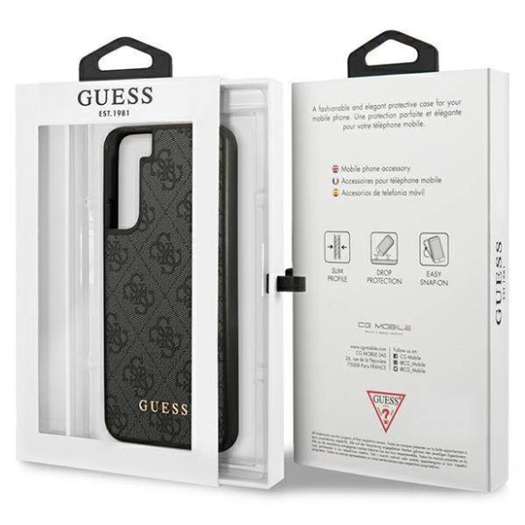 Guess GUHCS23SG4GFGR S23 S911 szürke 4G fém arany logós keménytok