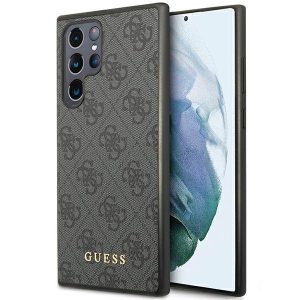 Guess GUHCS23LG4GFGR S23 Ultra S918 szürke 4G fém arany logós keménytok