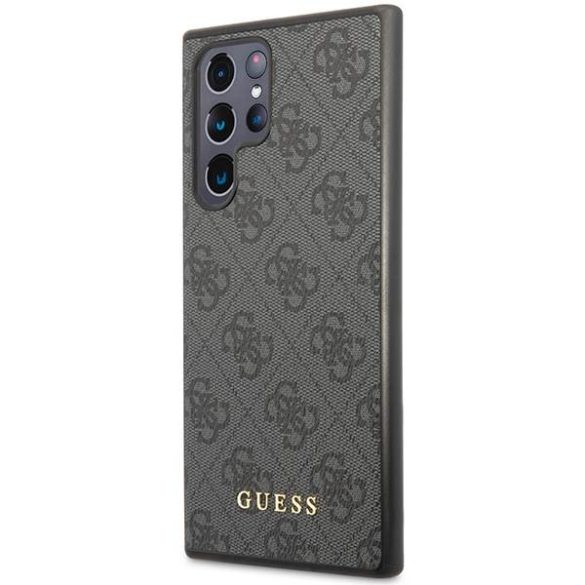 Guess GUHCS23LG4GFGR S23 Ultra S918 szürke 4G fém arany logós keménytok