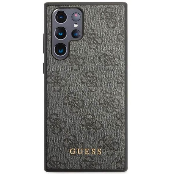 Guess GUHCS23LG4GFGR S23 Ultra S918 szürke 4G fém arany logós keménytok