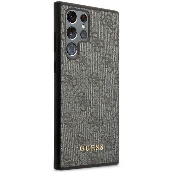 Guess GUHCS23LG4GFGR S23 Ultra S918 szürke 4G fém arany logós keménytok