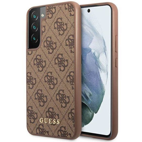 Guess GUHCS23SG4GFBR S23 S911 barna 4G fém arany logós keménytok