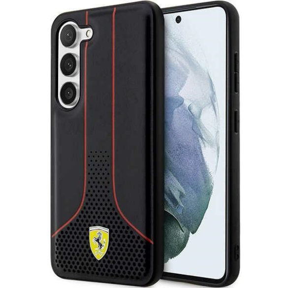 Ferrari FEHCS23SPCSK Samsung Galaxy S23 S911 fekete keménytok perforált 296 P