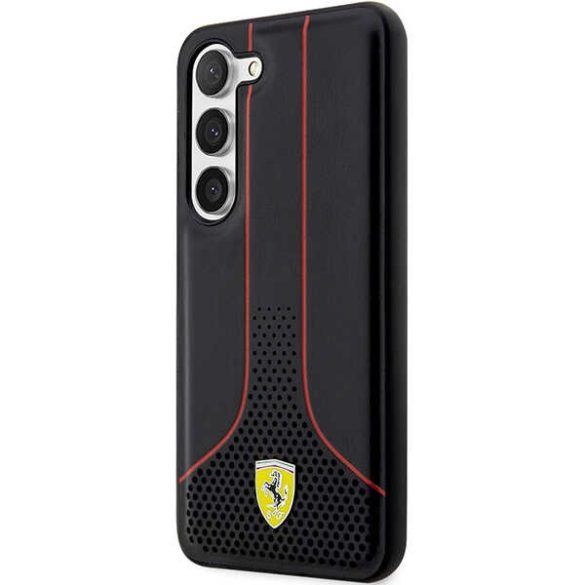 Ferrari FEHCS23SPCSK Samsung Galaxy S23 S911 fekete keménytok perforált 296 P