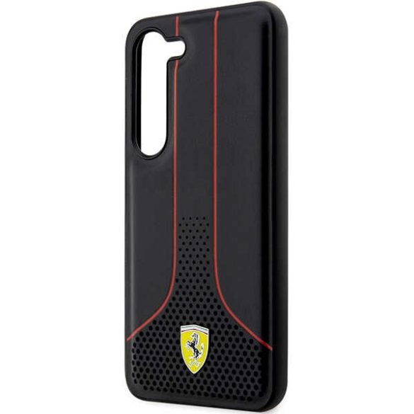 Ferrari FEHCS23SPCSK Samsung Galaxy S23 S911 fekete keménytok perforált 296 P