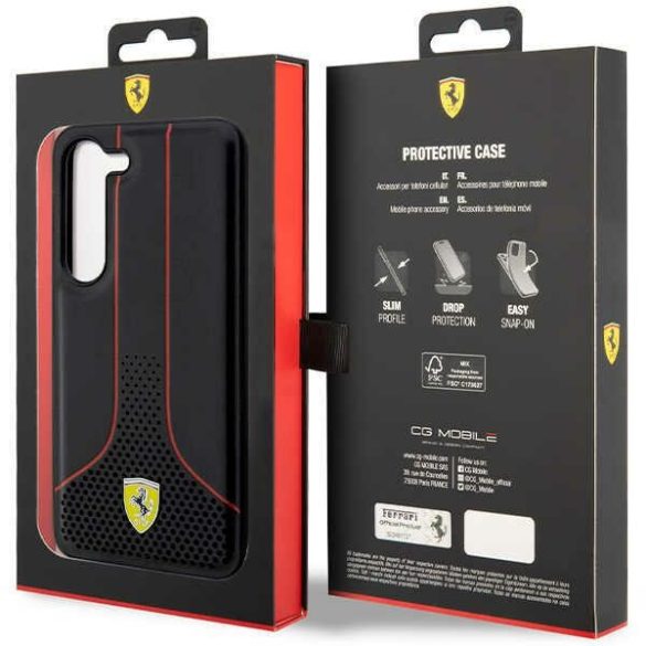 Ferrari FEHCS23SPCSK Samsung Galaxy S23 S911 fekete keménytok perforált 296 P