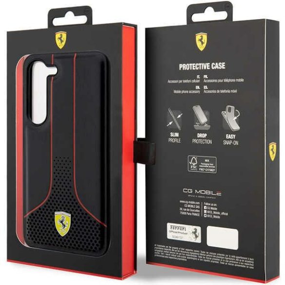 Ferrari FEHCS23MPCSK Samsung Galaxy S23+ S916 fekete keménytok perforált 296 P