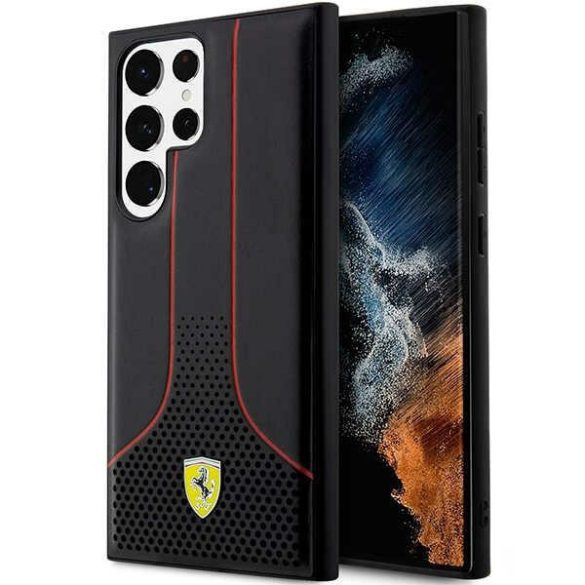 Ferrari FEHCS23LPCSK Samsung Galaxy S23 UltraS918 fekete keménytok perforált 296 P