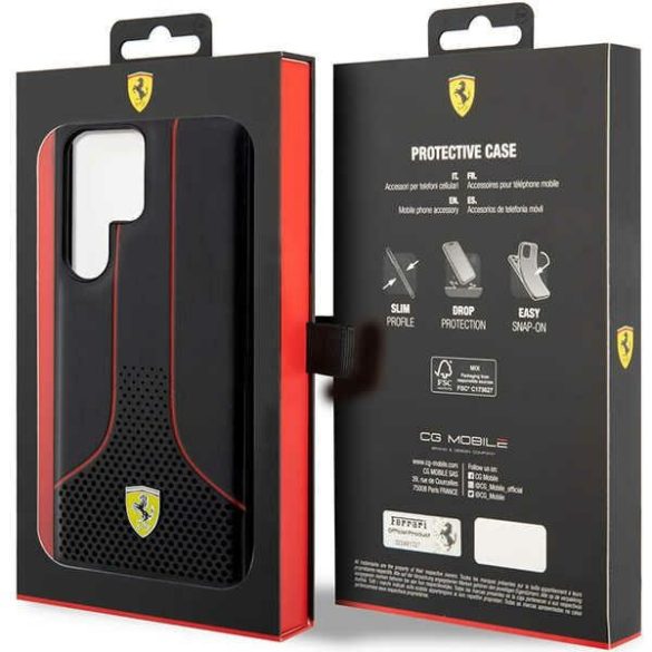 Ferrari FEHCS23LPCSK Samsung Galaxy S23 UltraS918 fekete keménytok perforált 296 P