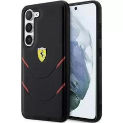   Ferrari FEHCS23SPBAK Samsung Galaxy S23 S911 fekete keménytok forró bélyegző vonalak