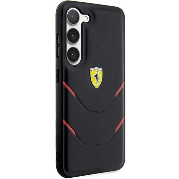 Ferrari FEHCS23MPBAK Samsung Galaxy S23+ S916 fekete keménytok forró bélyegző vonalak