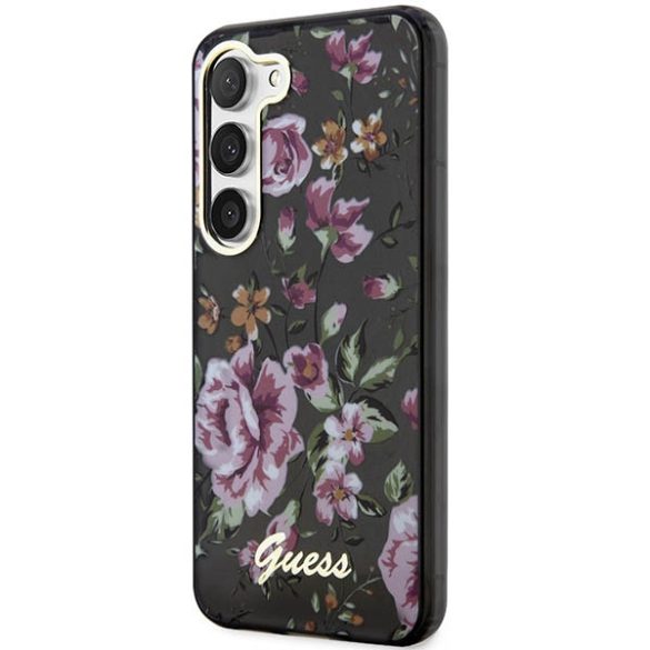 Guess GUHCS23MHCFWSK Samsung Galaxy S23+ S916 fekete keménytok virág kollekció