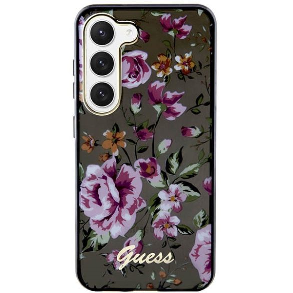 Guess GUHCS23MHCFWSK Samsung Galaxy S23+ S916 fekete keménytok virág kollekció