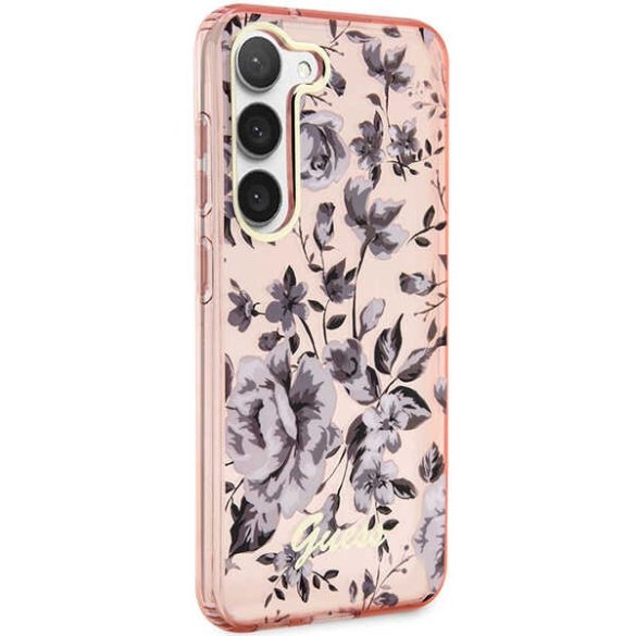 Guess GUHCS23MHCFWSP Samsung Galaxy S23+ S916 rózsaszín keménytok virág kollekció