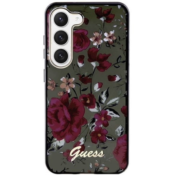 Guess GUHCS23MHCFWSA Samsung Galaxy S23+ S916 zöld/khaki keménytok virág kollekció