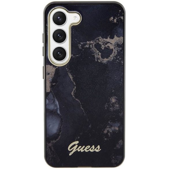 Guess GUHCS23SHTMRSK Samsung Galaxy S23 S911 fekete keménytok Golden Marble kollekció