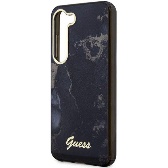 Guess GUHCS23SHTMRSK Samsung Galaxy S23 S911 fekete keménytok Golden Marble kollekció